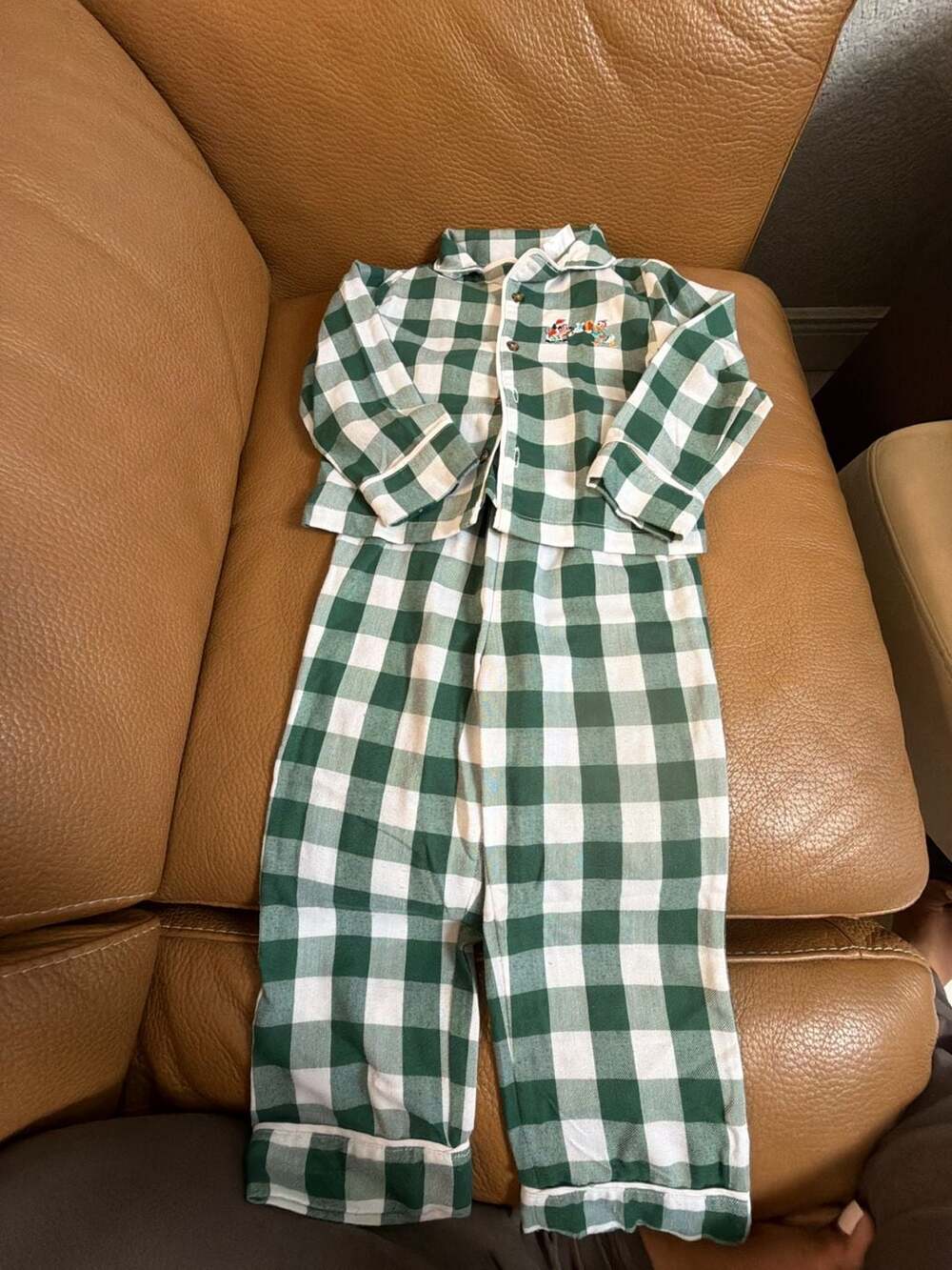 Disney Mickey Mouse & Donald Duck Plaid Pajamas Size 4 Green White